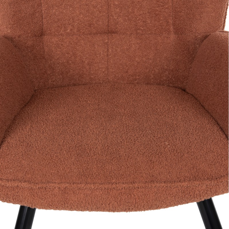 ARMCHAIR WITH FOOTSTOOL CRAWLEY FK8918.22 ORANGE BOUCLE FABRIC-BLACK METAL LEGS 70x74x105Hcm.