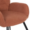 ARMCHAIR WITH FOOTSTOOL CRAWLEY FK8918.22 ORANGE BOUCLE FABRIC-BLACK METAL LEGS 70x74x105Hcm.