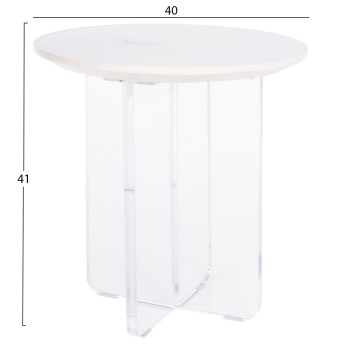 COFFEE TABLE ACRYLON FK9779.01 HPL WHITE MARBLE-ACRYLIC LEGS Φ40x41Hcm.