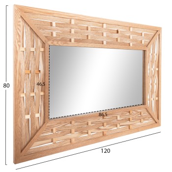 WALL MIRROR RECTANGULAR FK4225 BAMBOO IN OAK COLOR 120x2,5x80 cm. WALL MIRROR RECTANGULAR FK4225 BAMBOO IN OAK COLOR 120x2,5x80 cm.