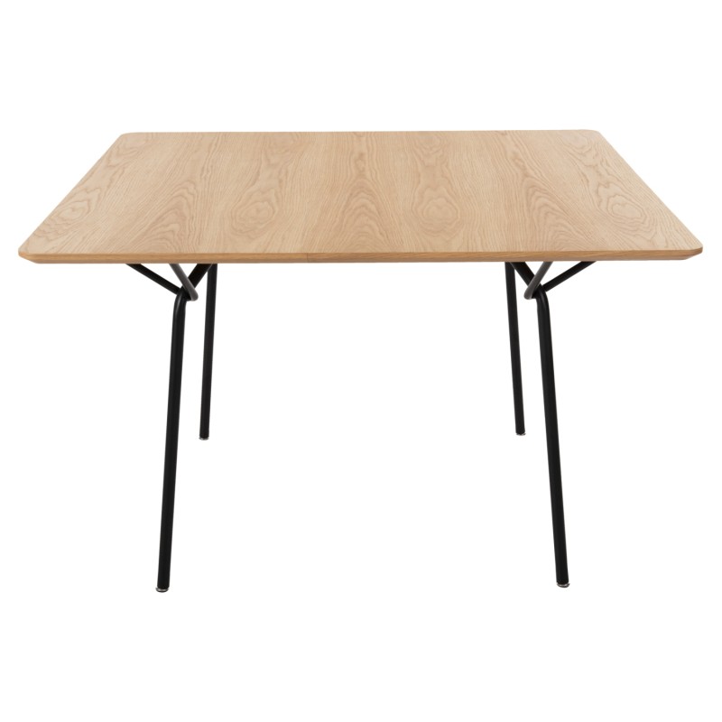 DINING TABLE SQUARE TRENK FK9614.01 MDF WITH OAK VENEER IN NATURAL-BLACK METAL LEGS 120x120x75Hcm.