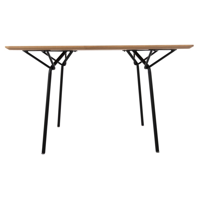 DINING TABLE SQUARE TRENK FK9614.01 MDF WITH OAK VENEER IN NATURAL-BLACK METAL LEGS 120x120x75Hcm.