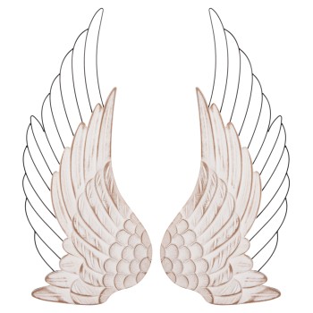 WALL DECORATION WINGS FK4223 MDF IN WHITE-BLACK METAL 39x1,5x92Hcm.