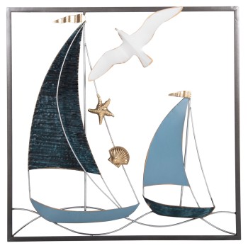 WALL DECORATION SQUARE FK4203 METAL-BOATS 50x6x50cm WALL DECORATION SQUARE FK4203 METAL-BOATS 50x6x50cm