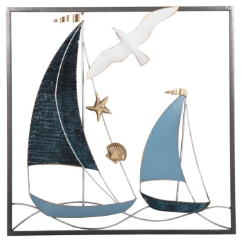 WALL DECORATION SQUARE FK4203 METAL-BOATS 50x6x50cm