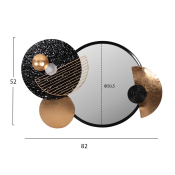 WALL MIRROR FK4211 METAL IN BLACK-GOLD 82x8x52Hcm. WALL MIRROR FK4211 METAL IN BLACK-GOLD 82x8x52Hcm.
