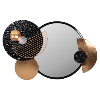 WALL MIRROR FK4211 METAL IN BLACK-GOLD 82x8x52Hcm.