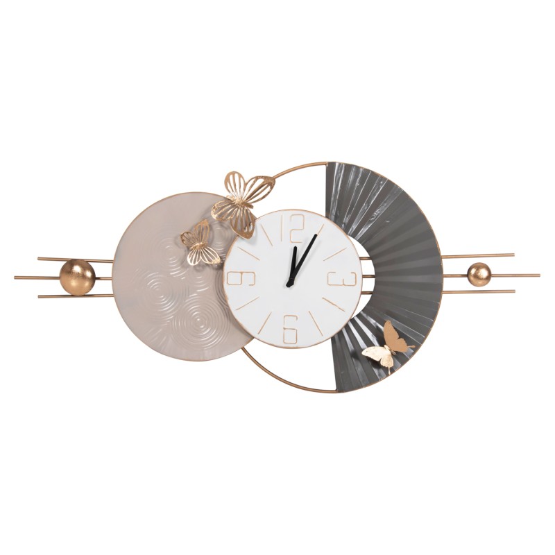 WALL CLOCK FK4212 METAL IN WHITE WITH BLACK POINTERS 116x7x50,5Hcm. WALL CLOCK FK4212 METAL IN WHITE WITH BLACK POINTERS 116x7x50,5Hcm.