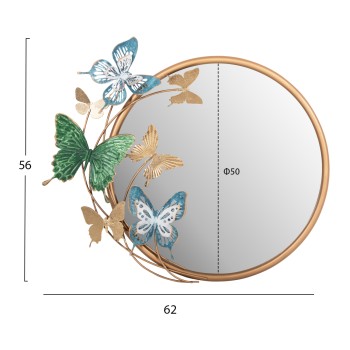 WALL CLOCK ROUND FK4213 METAL IN GOLD-GREEN-BLUE 62x6,5x56Hcm.