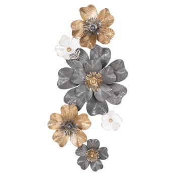WALL DECOR FK4214 METAL IN WHITE-GREY-GOLD 51x7,5x120cm.