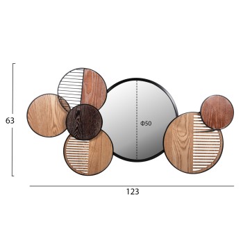 WALL MIRROR ROUND DAVION FK4217 MDF-BLACK METAL 123x5x63Hcm. WALL MIRROR ROUND DAVION FK4217 MDF-BLACK METAL 123x5x63Hcm.