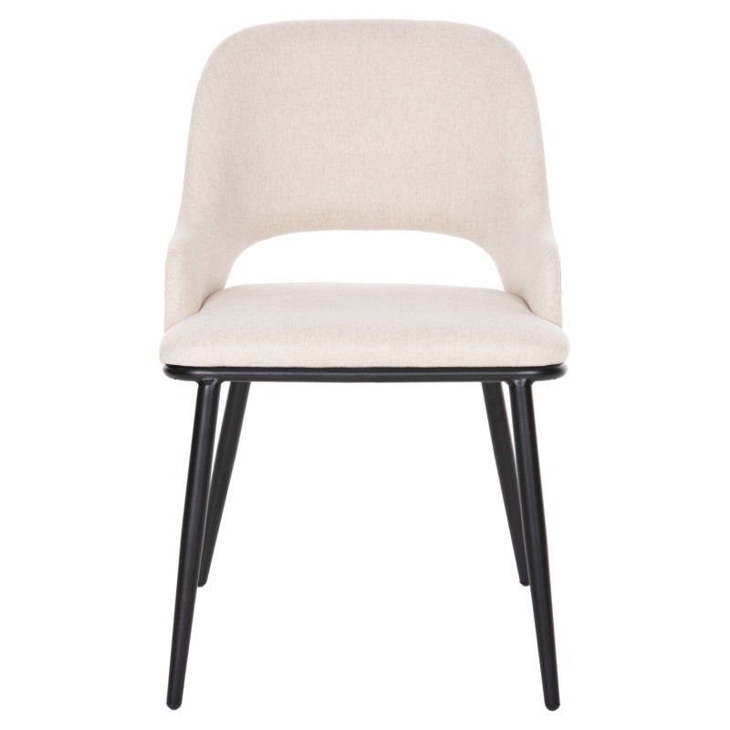 DINING CHAIR DELF FK9617.02 BEIGE FABRIC-BLACK METAL LEGS-WOODEN BACK IN OAK 48x55x76Hcm. DINING CHAIR DELF FK9617.02 BEIGE FABRIC-BLACK METAL LEGS-WOODEN BACK IN OAK 48x55x76Hcm.