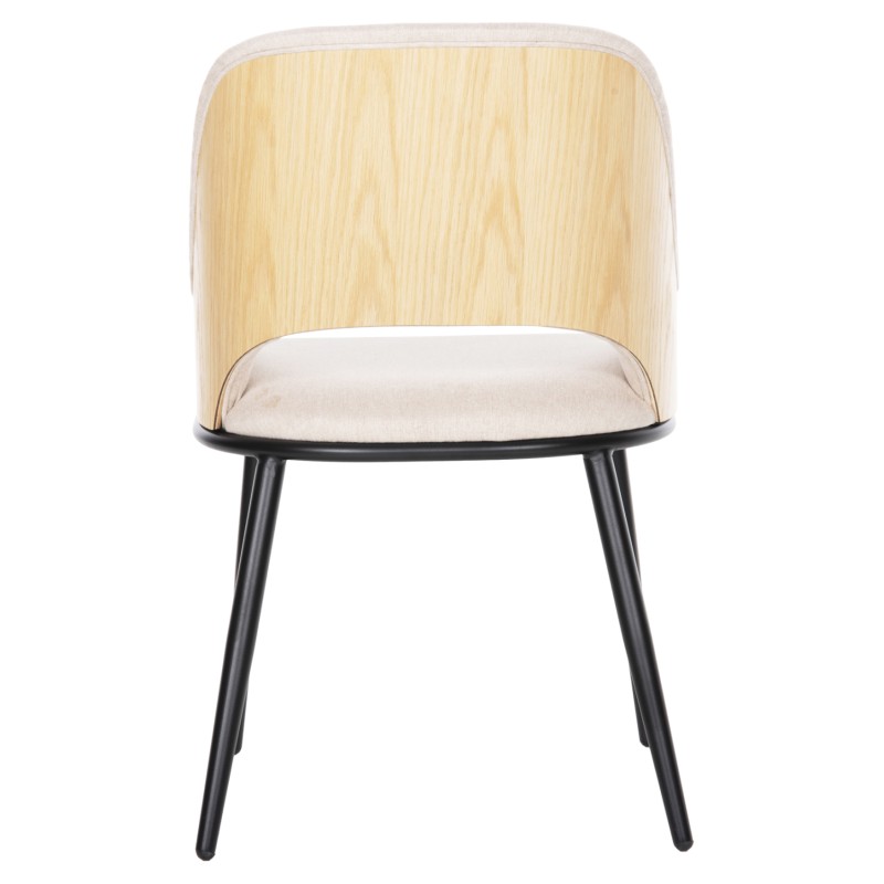 DINING CHAIR DELF FK9617.02 BEIGE FABRIC-BLACK METAL LEGS-WOODEN BACK IN OAK 48x55x76Hcm. DINING CHAIR DELF FK9617.02 BEIGE FABRIC-BLACK METAL LEGS-WOODEN BACK IN OAK 48x55x76Hcm.