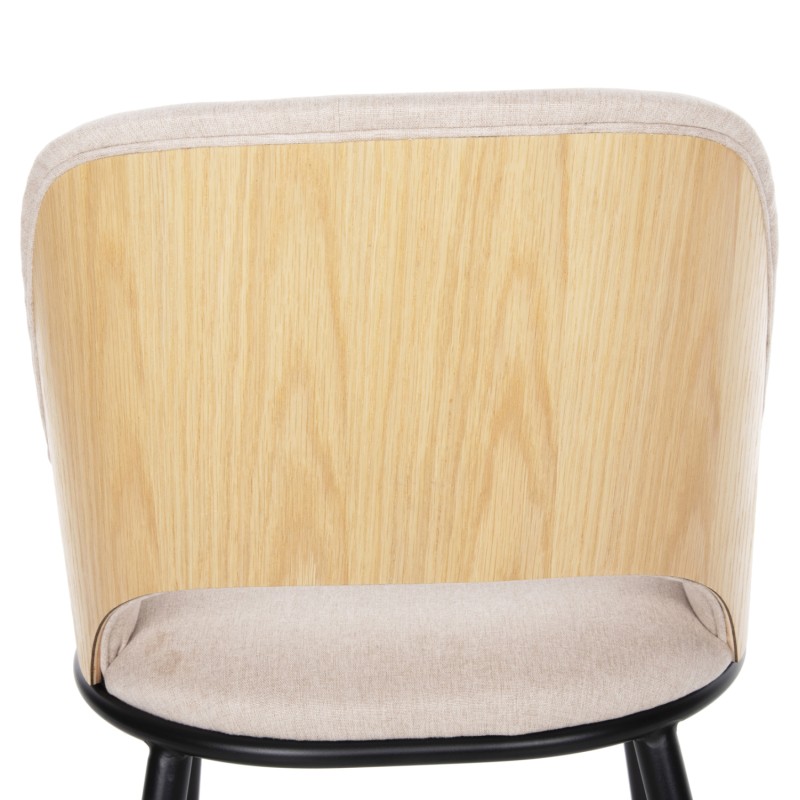 DINING CHAIR DELF FK9617.02 BEIGE FABRIC-BLACK METAL LEGS-WOODEN BACK IN OAK 48x55x76Hcm. DINING CHAIR DELF FK9617.02 BEIGE FABRIC-BLACK METAL LEGS-WOODEN BACK IN OAK 48x55x76Hcm.
