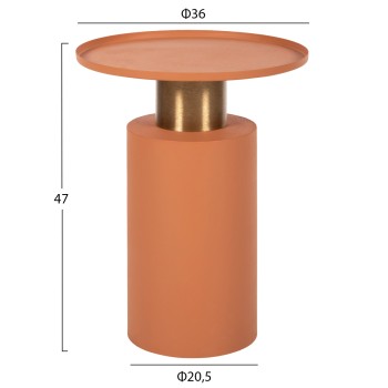 SIDE TABLE PUNJAB FK4239.08 METAL IN ORANGE-GOLD/BRASS Φ36x47Hcm.