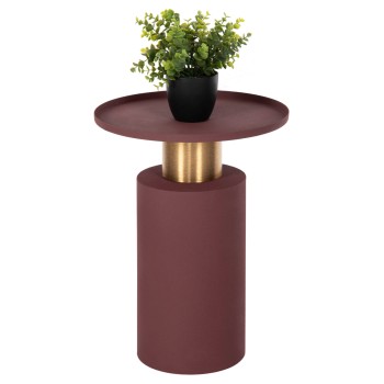 SIDE TABLE PUNJAB FK4239.06 METAL IN BRICK RED-GOLD/BRASS Φ36x47Hcm.