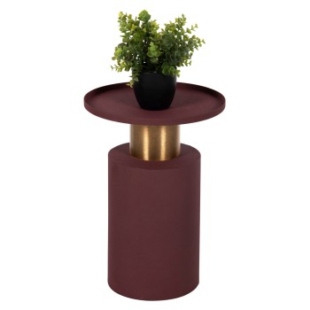 SIDE TABLE PUNJAB FK4240.06 METAL IN BRICK-RED-GOLD/BRASS Φ30.5x42Hcm.