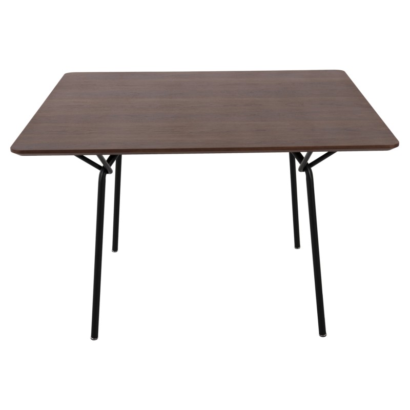 DINING TABLE SQUARE TRENK FK9614.02 MDF WITH OAK VENEER IN WALNUT-BLACK METAL LEGS 120x120x75Hcm.