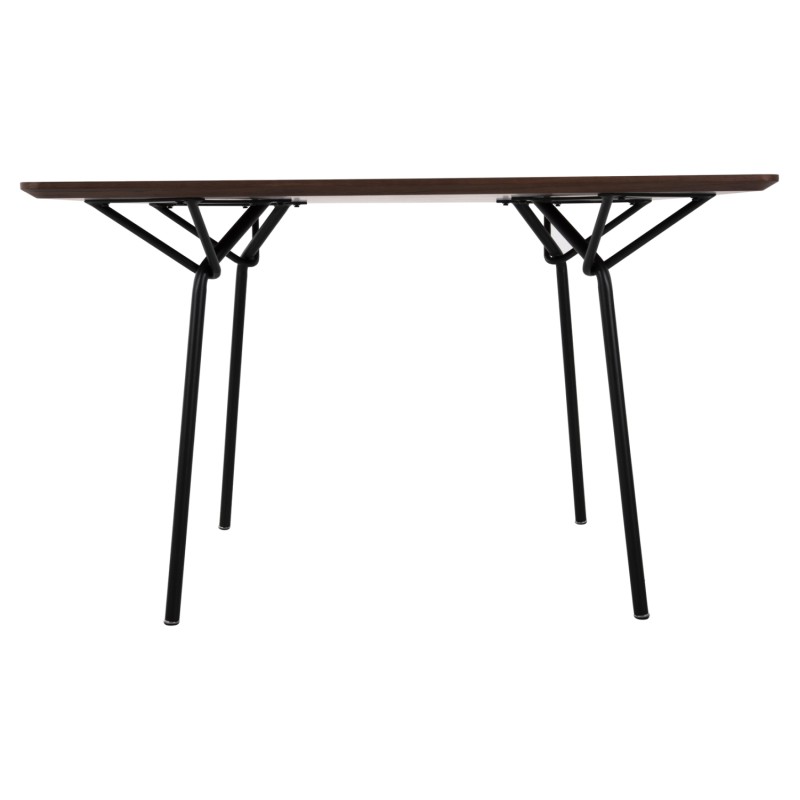 DINING TABLE SQUARE TRENK FK9614.02 MDF WITH OAK VENEER IN WALNUT-BLACK METAL LEGS 120x120x75Hcm.