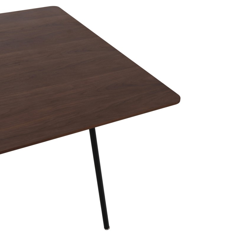 DINING TABLE SQUARE TRENK FK9614.02 MDF WITH OAK VENEER IN WALNUT-BLACK METAL LEGS 120x120x75Hcm.