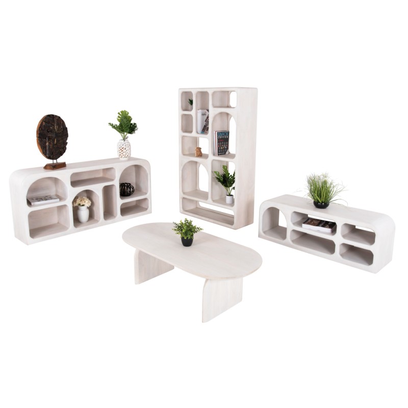 LIVING ROOM 4PCS SET HANDYR FK11947 SOLID MANGO WOOD IN WHITE LIVING ROOM 4PCS SET HANDYR FK11947 SOLID MANGO WOOD IN WHITE