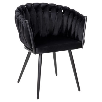 CHAIR LUANDA FK8741.04 BLACK VELVET-BLACK METALLIC LEGS 62x54x79Hcm.