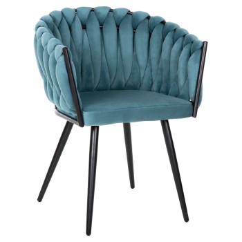 CHAIR LUANDA FK8741.05 TURQUOISE VELVET-BLACK METALLIC LEGS 62x54x79Hcm.
