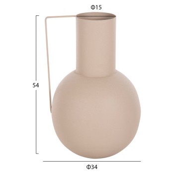 DECORATIVE VASE FLAGON FK4259.01 METAL IN ECRU Φ34x54Hcm. DECORATIVE VASE FLAGON FK4259.01 METAL IN ECRU Φ34x54Hcm.