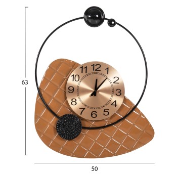 WALL CLOCK FK4204 METAL IN GOLD WITH BLACK POINTERS 50x63cm. WALL CLOCK FK4204 METAL IN GOLD WITH BLACK POINTERS 50x63cm.
