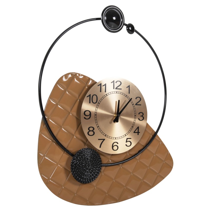 WALL CLOCK FK4204 METAL IN GOLD WITH BLACK POINTERS 50x63cm. WALL CLOCK FK4204 METAL IN GOLD WITH BLACK POINTERS 50x63cm.