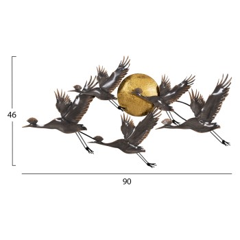 WALL DECOR METALLIC FK4208 BIRDS IN GREY-GOLD 90x46Hcm. WALL DECOR METALLIC FK4208 BIRDS IN GREY-GOLD 90x46Hcm.