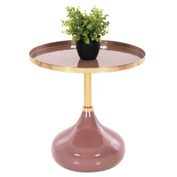 SIDE TABLE ROUND UTRI FK4241.06 METAL IN WARM PINK-BEIGE Φ46x46,5Hcm.