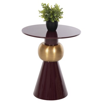 SIDE TABLE PATNA FK4234.06 METAL IN MAROON-GOLD Φ46x51,5Hcm.