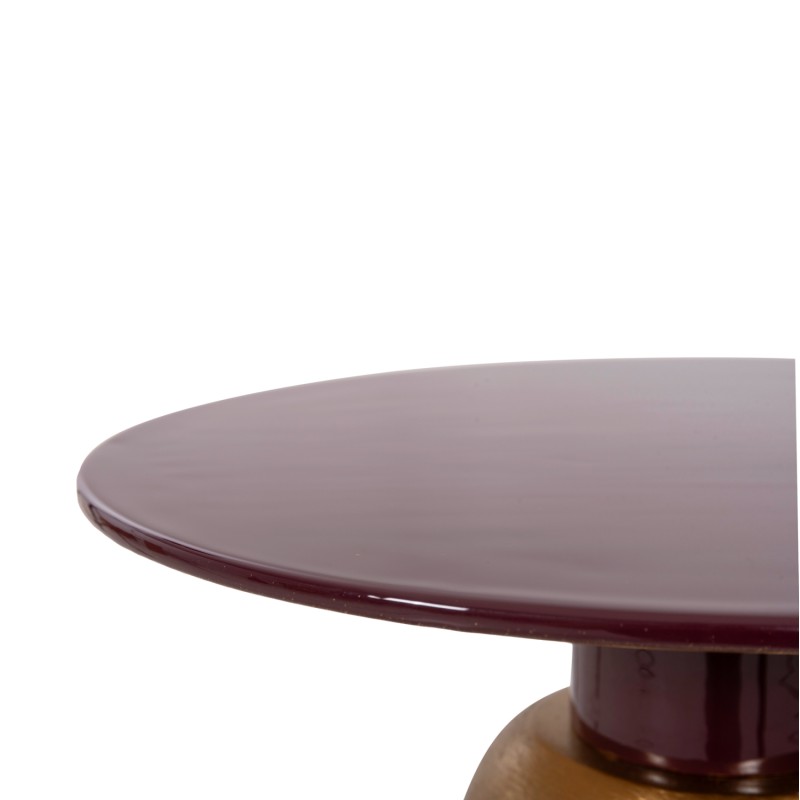 SIDE TABLE PATNA FK4234.06 METAL IN MAROON-GOLD Φ46x51,5Hcm.