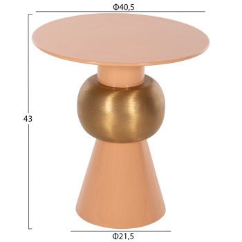 SIDE TABLE PATNA FK4235.08 METAL IN WARM PINK(SALMON)-GOLD Φ40,5x43Hcm. SIDE TABLE PATNA FK4235.08 METAL IN WARM PINK(SALMON)-GOLD Φ40,5x43Hcm.