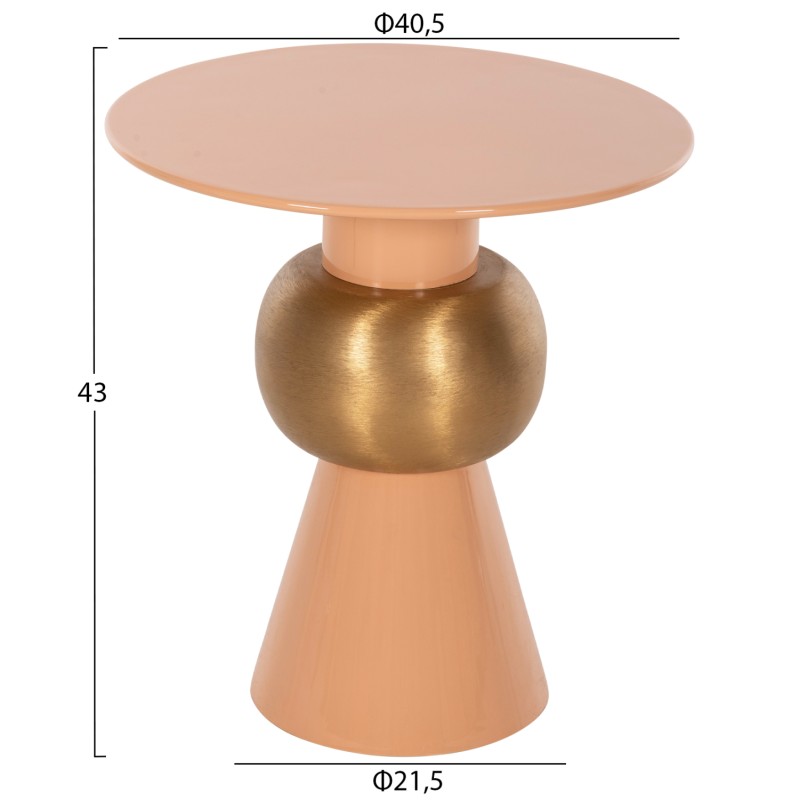 SIDE TABLE PATNA FK4235.08 METAL IN WARM PINK(SALMON)-GOLD Φ40,5x43Hcm.
