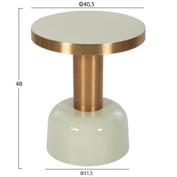 SIDE TABLE ERODE FK4243.07 METAL IN LIGHT GREEN-GOLD Φ40,5x48Hcm.