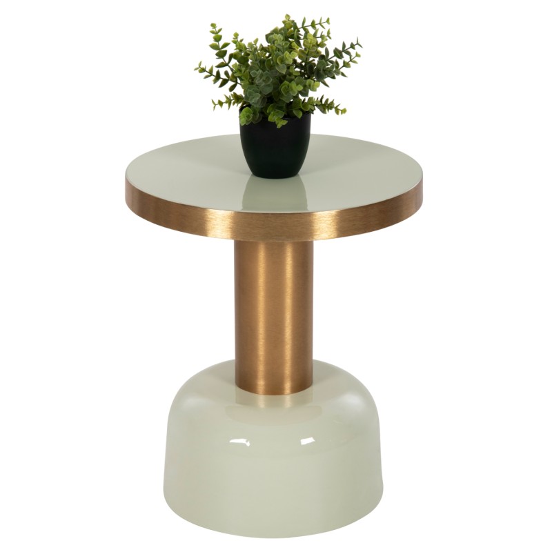 SIDE TABLE ERODE FK4243.07 METAL IN LIGHT GREEN-GOLD Φ40,5x48Hcm. SIDE TABLE ERODE FK4243.07 METAL IN LIGHT GREEN-GOLD Φ40,5x48Hcm.
