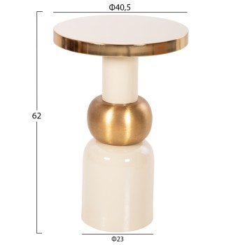 SIDE TABLE AMBUR FK4238.03 METAL IN ECRU-GOLD Φ40,5x62Hcm.