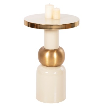 SIDE TABLE AMBUR FK4238.03 METAL IN ECRU-GOLD Φ40,5x62Hcm.