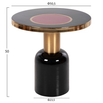 SIDE TABLE ERODE FK4248.01 METAL IN BLACK-GOLD-CHERRY RED Φ50,5x50Hcm.