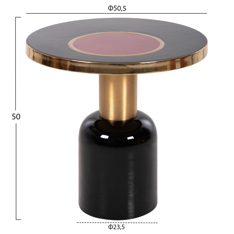SIDE TABLE ERODE FK4248.01 METAL IN BLACK-GOLD-CHERRY RED Φ50,5x50Hcm.