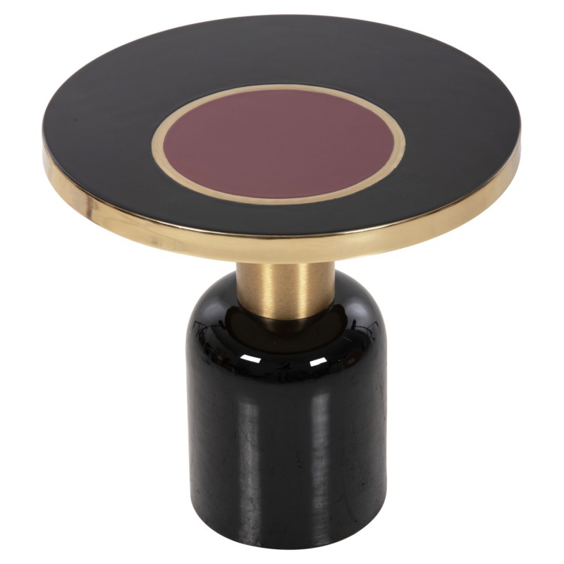 SIDE TABLE ERODE FK4248.01 METAL IN BLACK-GOLD-CHERRY RED Φ50,5x50Hcm.