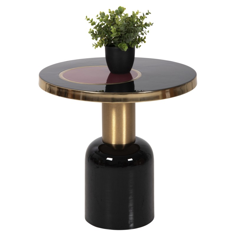 SIDE TABLE ERODE FK4248.01 METAL IN BLACK-GOLD-CHERRY RED Φ50,5x50Hcm.