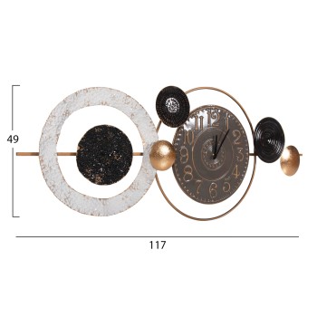 WALL CLOCK FK4198 METAL IN GREY COLOR WITH BLACK POINTERS & GOLD NUMBERS 117x49Hcm. WALL CLOCK FK4198 METAL IN GREY COLOR WITH BLACK POINTERS & GOLD NUMBERS 117x49Hcm.