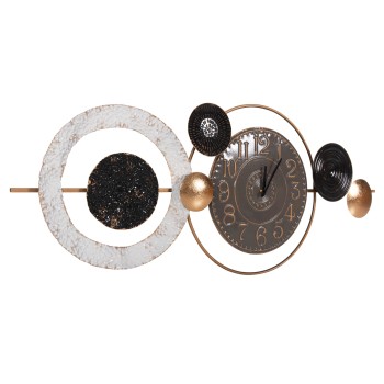 WALL CLOCK FK4198 METAL IN GREY COLOR WITH BLACK POINTERS & GOLD NUMBERS 117x49Hcm.