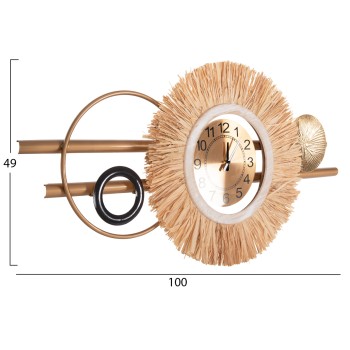 WALL CLOCK FK4200 METAL & RAFFIA FIBERS IN EARTH TONES 100x49Hcm. WALL CLOCK FK4200 METAL & RAFFIA FIBERS IN EARTH TONES 100x49Hcm.