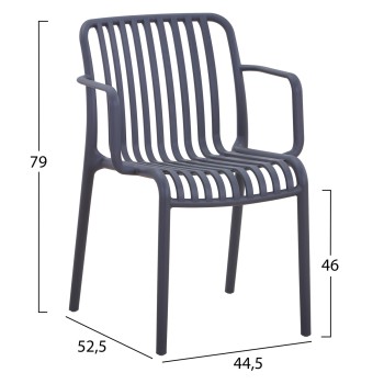 ARMCHAIR OUTDOOR CONVEE FK6105.03 POLYPROPYLENE IN GREY 55x56x79H cm. ARMCHAIR OUTDOOR CONVEE FK6105.03 POLYPROPYLENE IN GREY 55x56x79H cm.