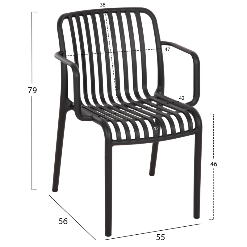 ARMCHAIR OUTDOOR CONVEE FK6105.02 POLYPROPYLENE IN BLACK 55x56x79H cm. ARMCHAIR OUTDOOR CONVEE FK6105.02 POLYPROPYLENE IN BLACK 55x56x79H cm.