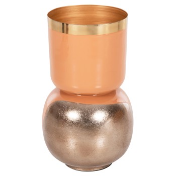 TABLE VASE LINGON FK4233.02 METAL IN SALMON-BRUSHED SILVER Φ21x37,5Hcm.